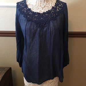 ⭐️NWT⭐️ Navy Lace Top (#62)